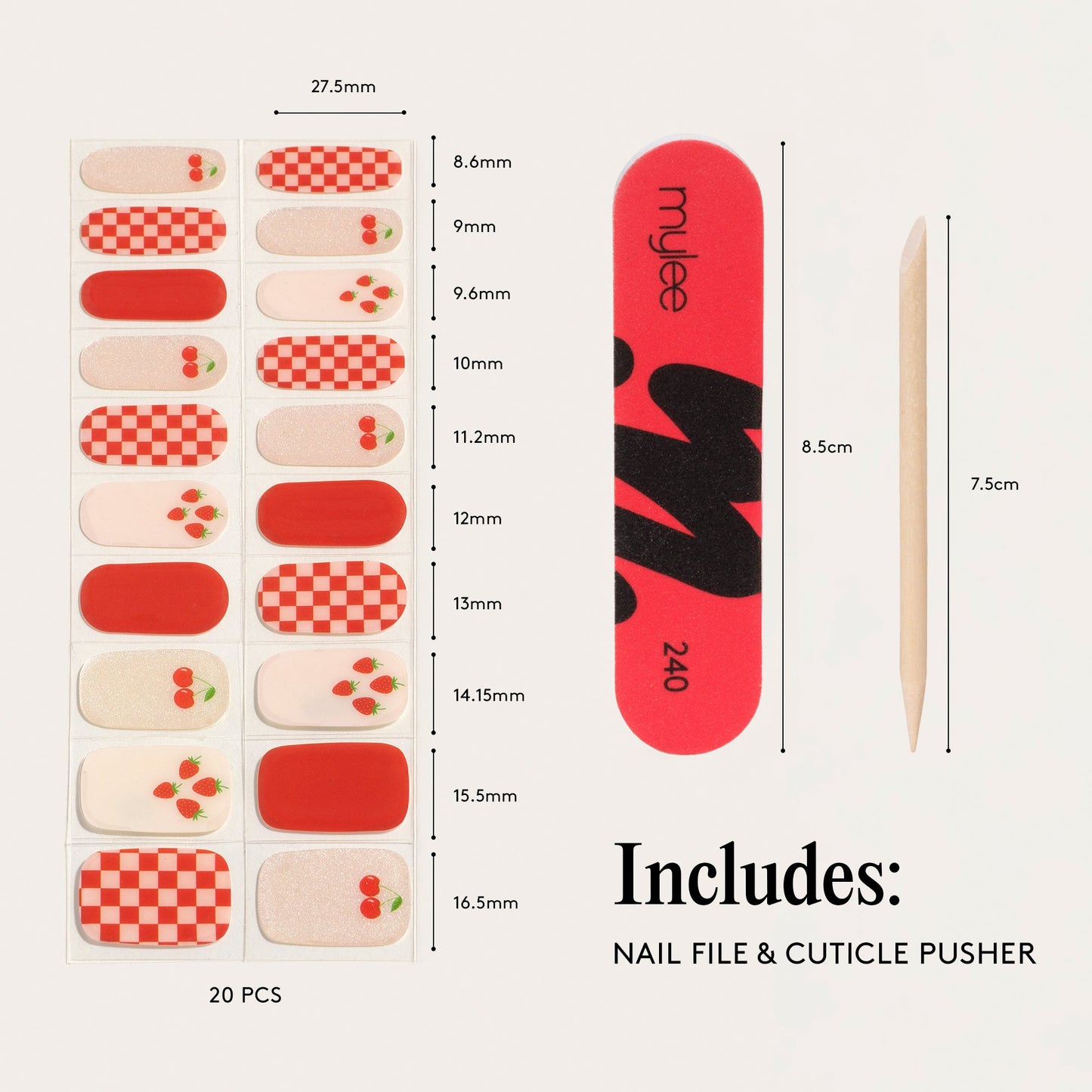Mylee Gel Nail Wraps - Berries & Cream
