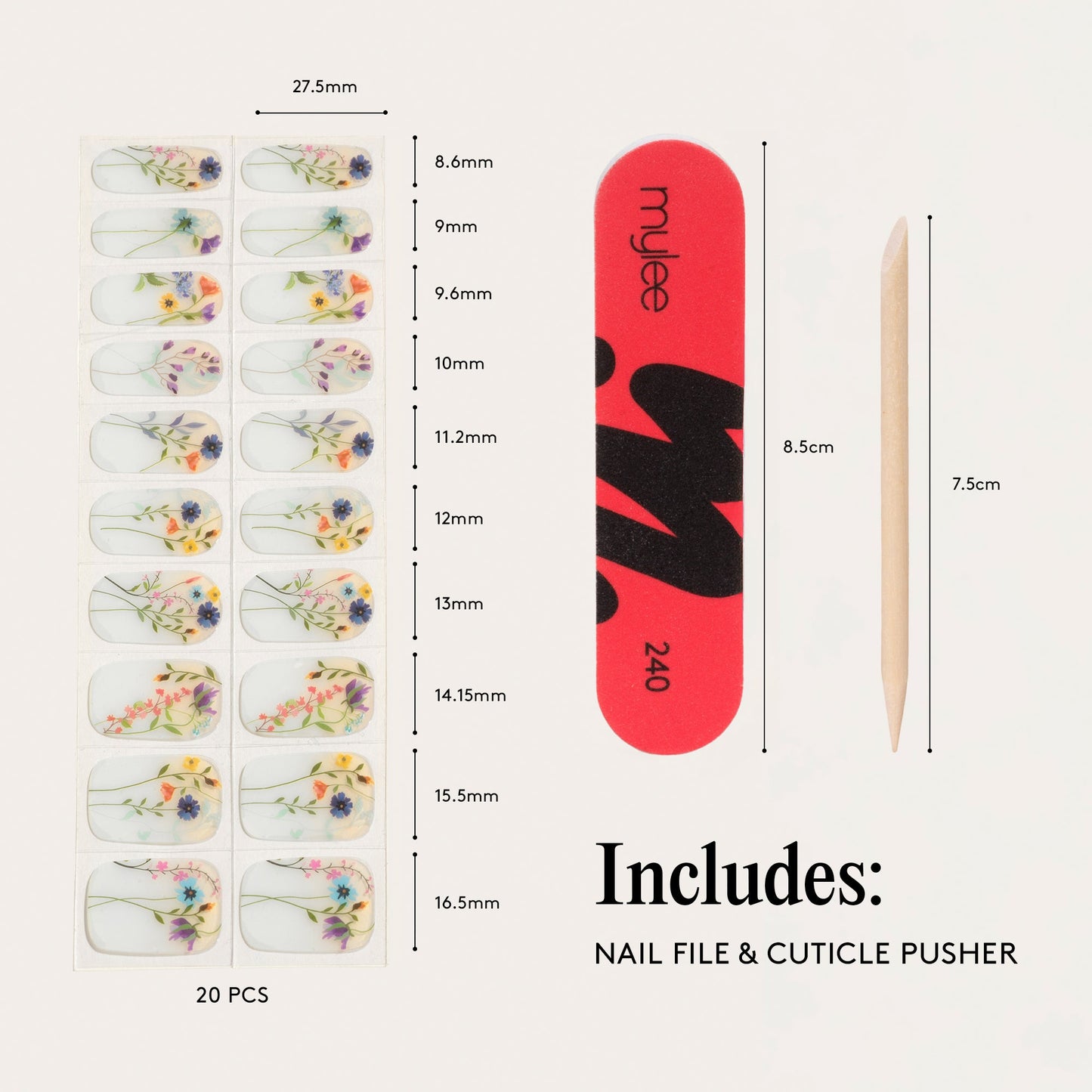 Mylee Gel Nail Wraps - Blooming Lovely