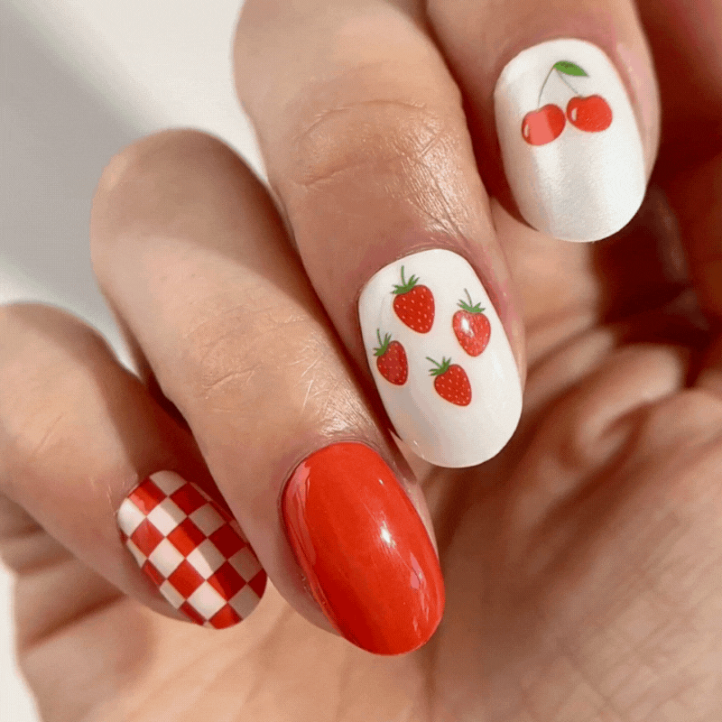 Mylee Gel Nail Wraps - Berries & Cream