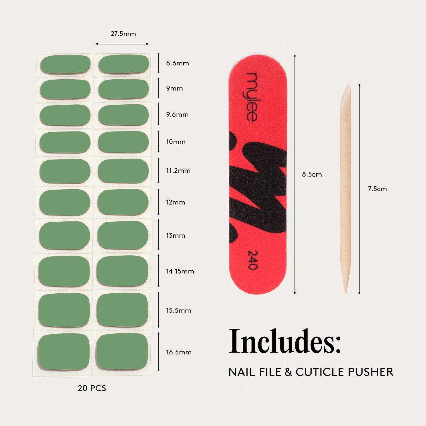 Mylee Gel Nail Wraps - Olive Grove
