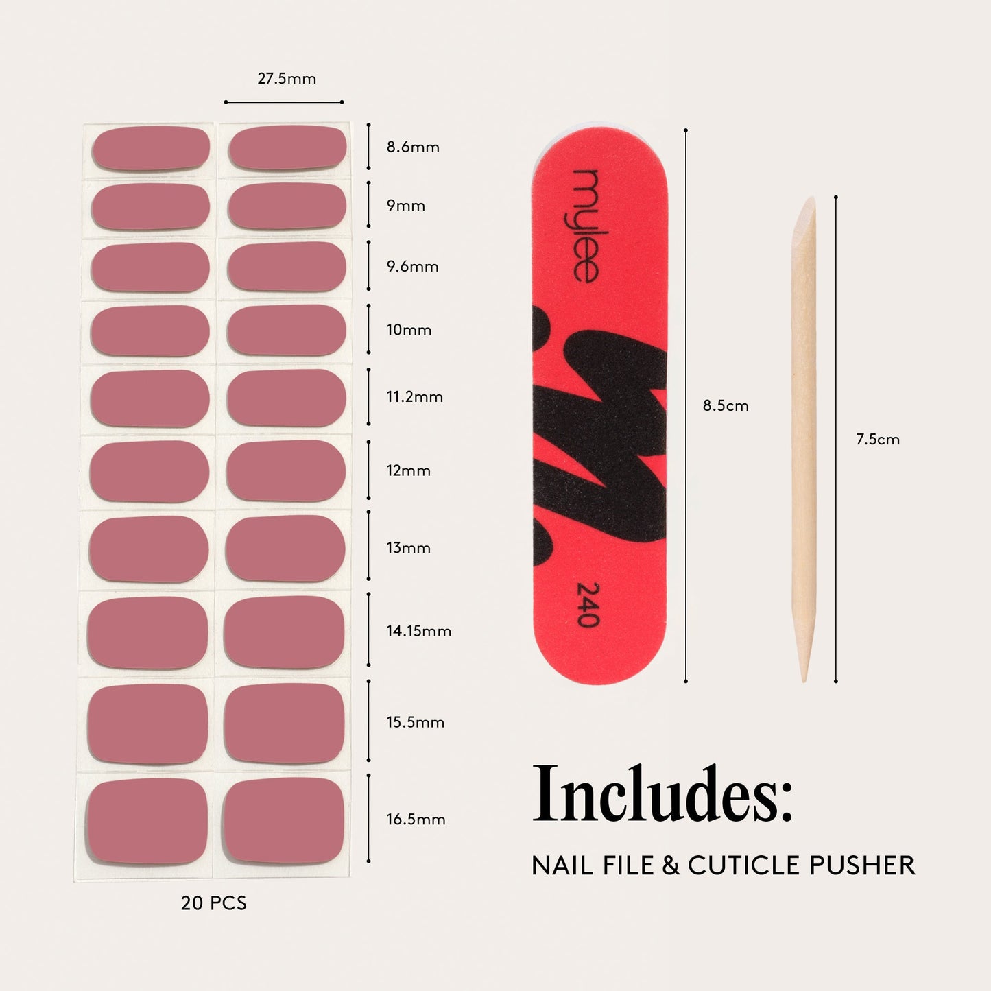 Mylee Gel Nail Wraps - Vintage Rose