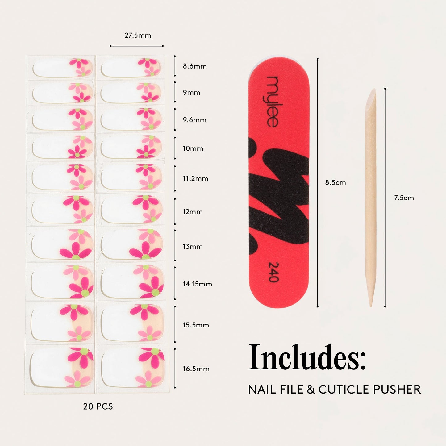 Mylee Gel Nail Wraps - The French Garden