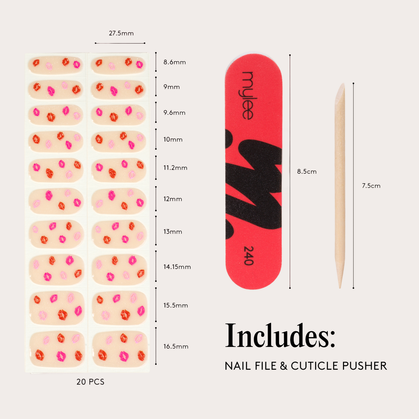 Mylee Gel Nail Wraps - Pucker Up