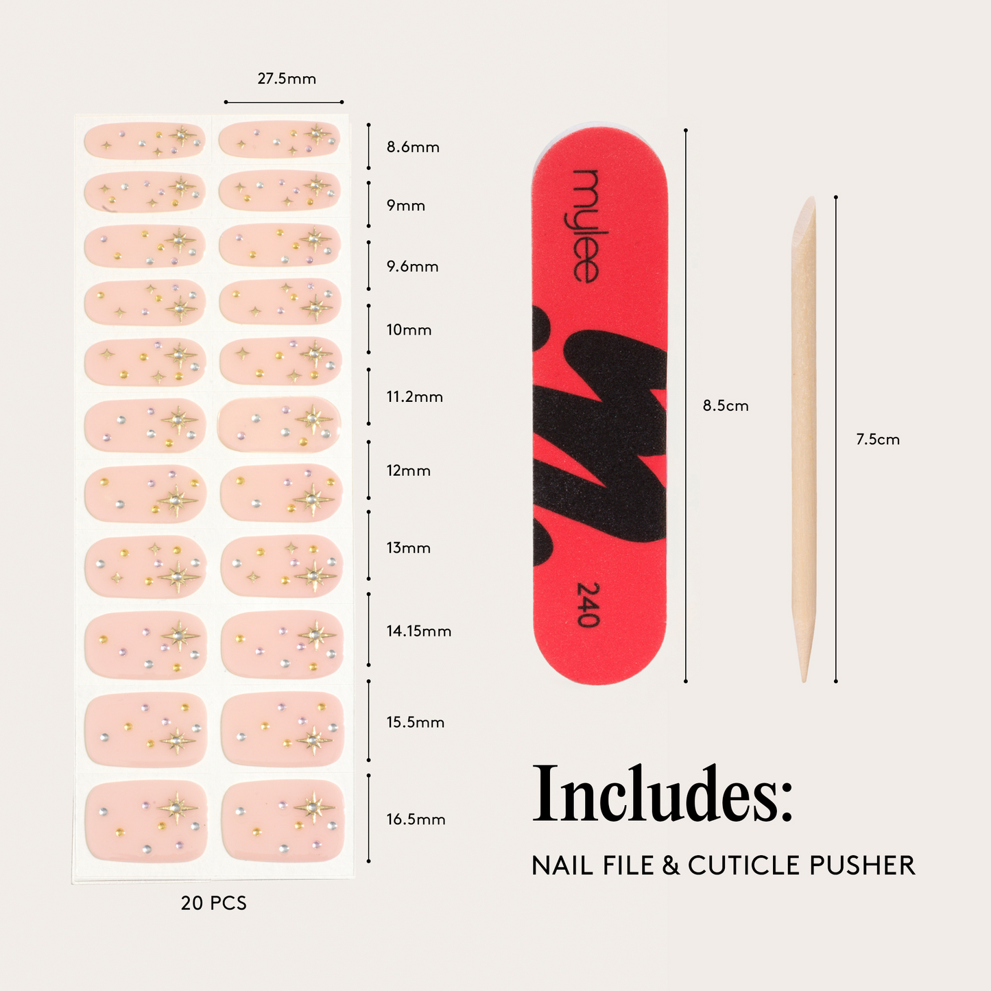 Mylee Gel Nail Wraps - Pink Champers