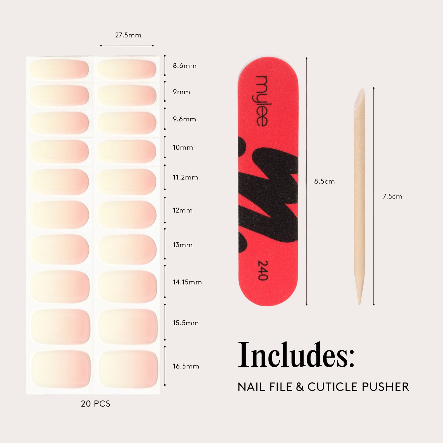 Mylee Gel Nail Wraps - Marshmallow Melt