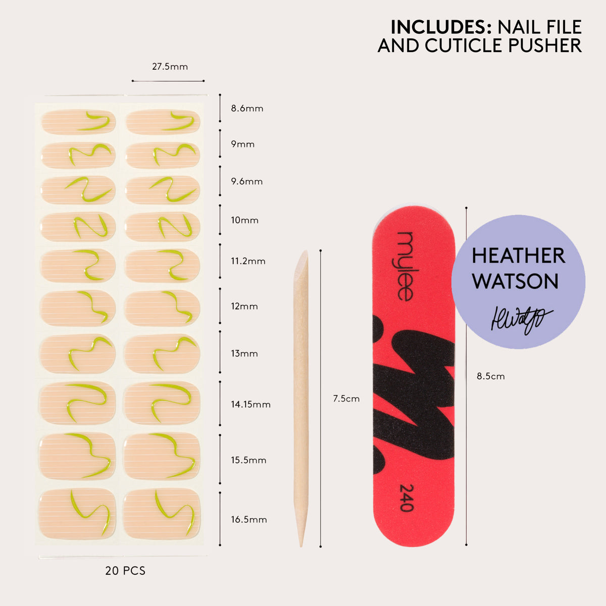 Mylee x Heather Watson Centre Court Gel Nail Wraps