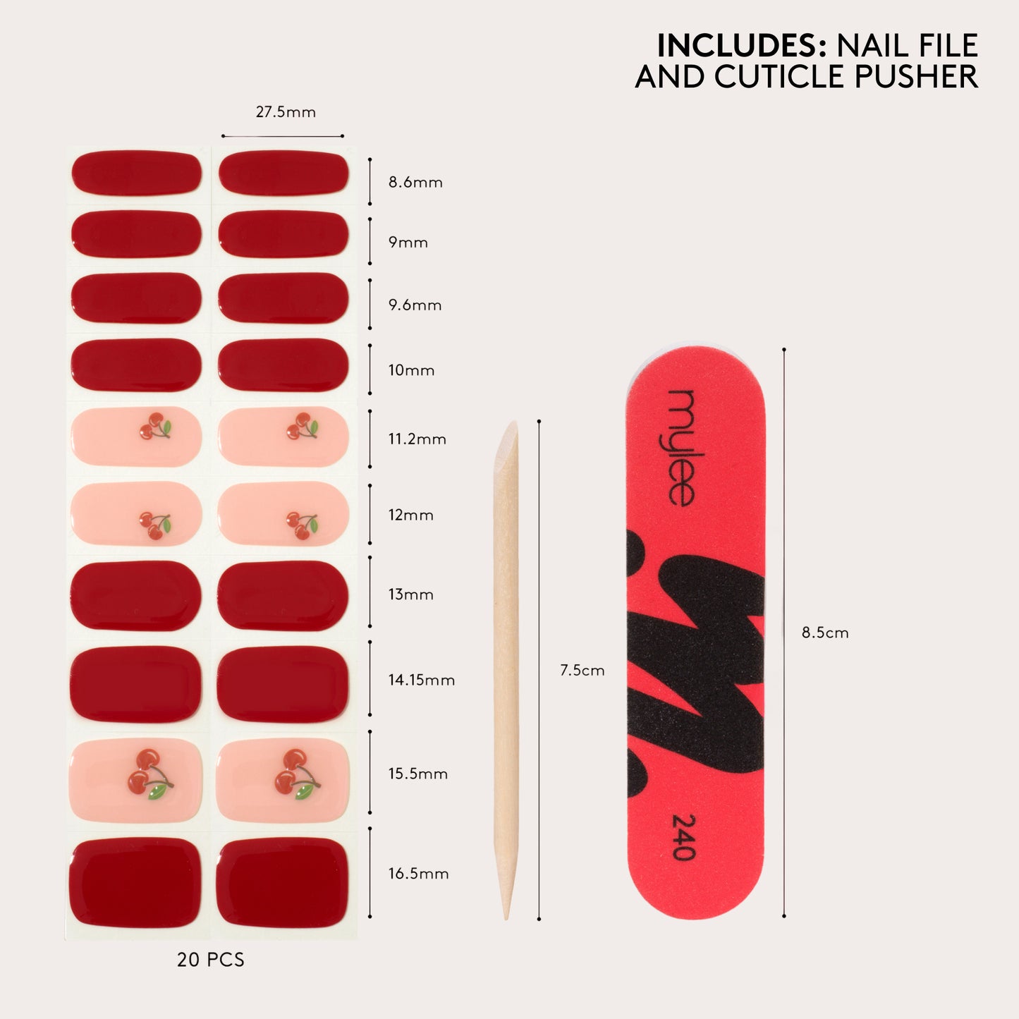 Mylee Gel Nail Wraps - Cherry-Picked