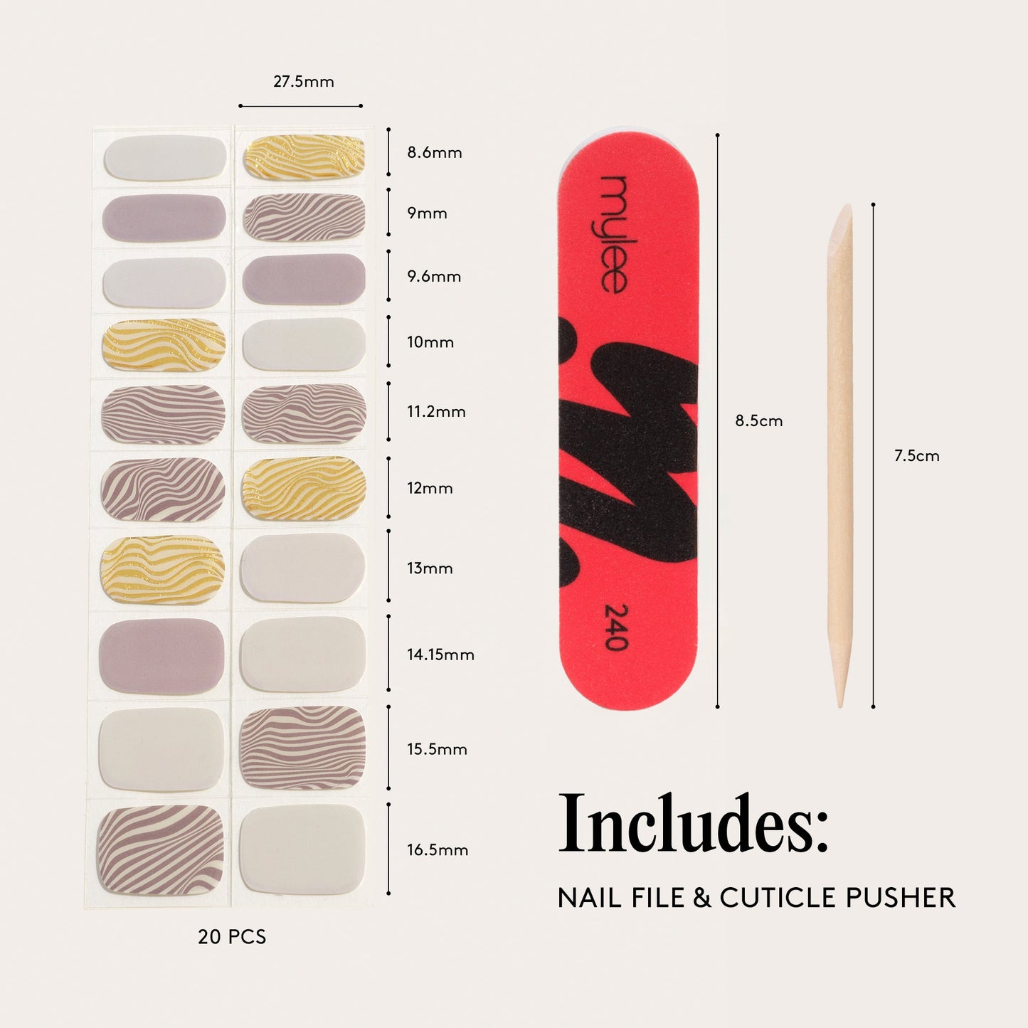 Mylee Gel Nail Wraps - Silver Safari