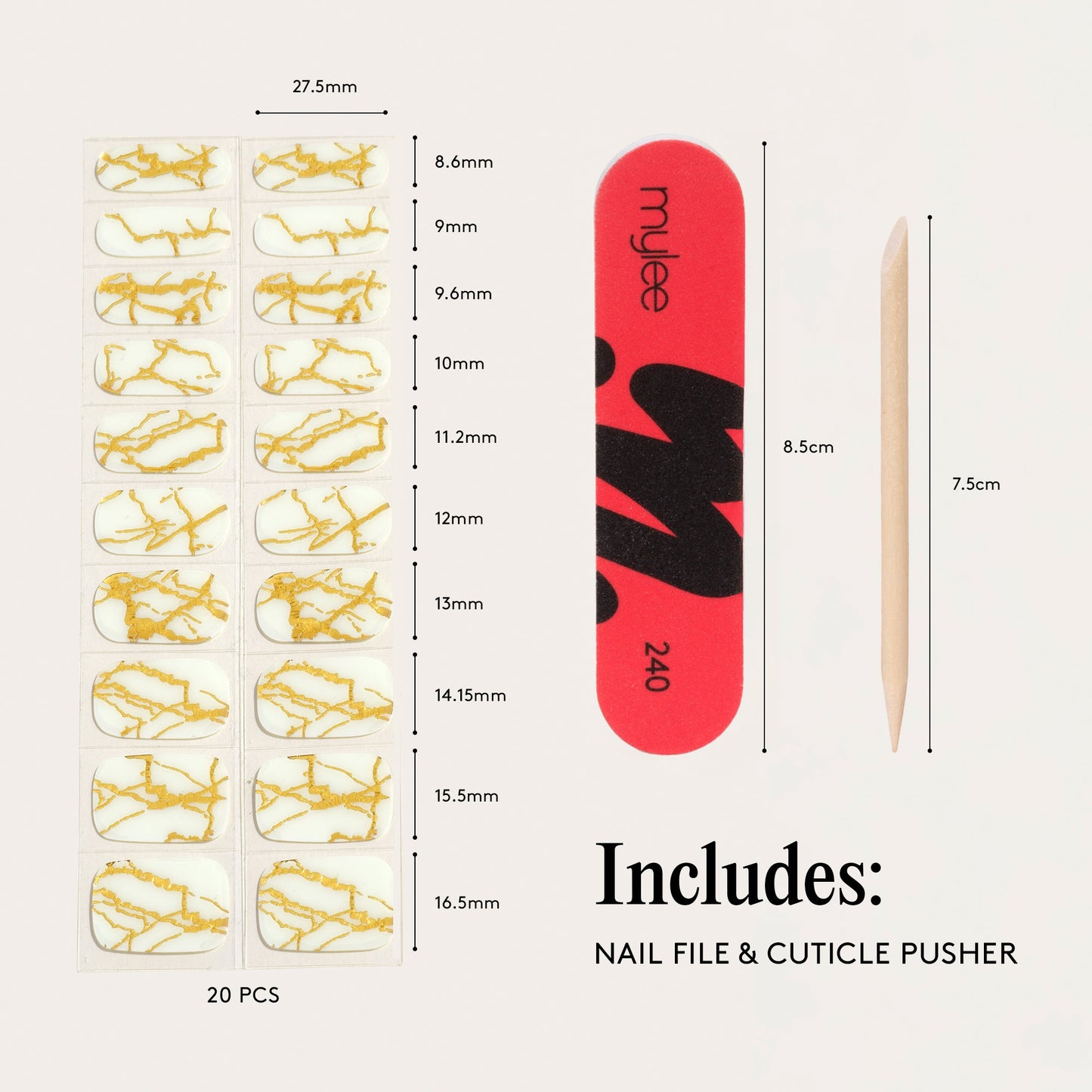 Mylee Gel Nail Wraps - Marbellous