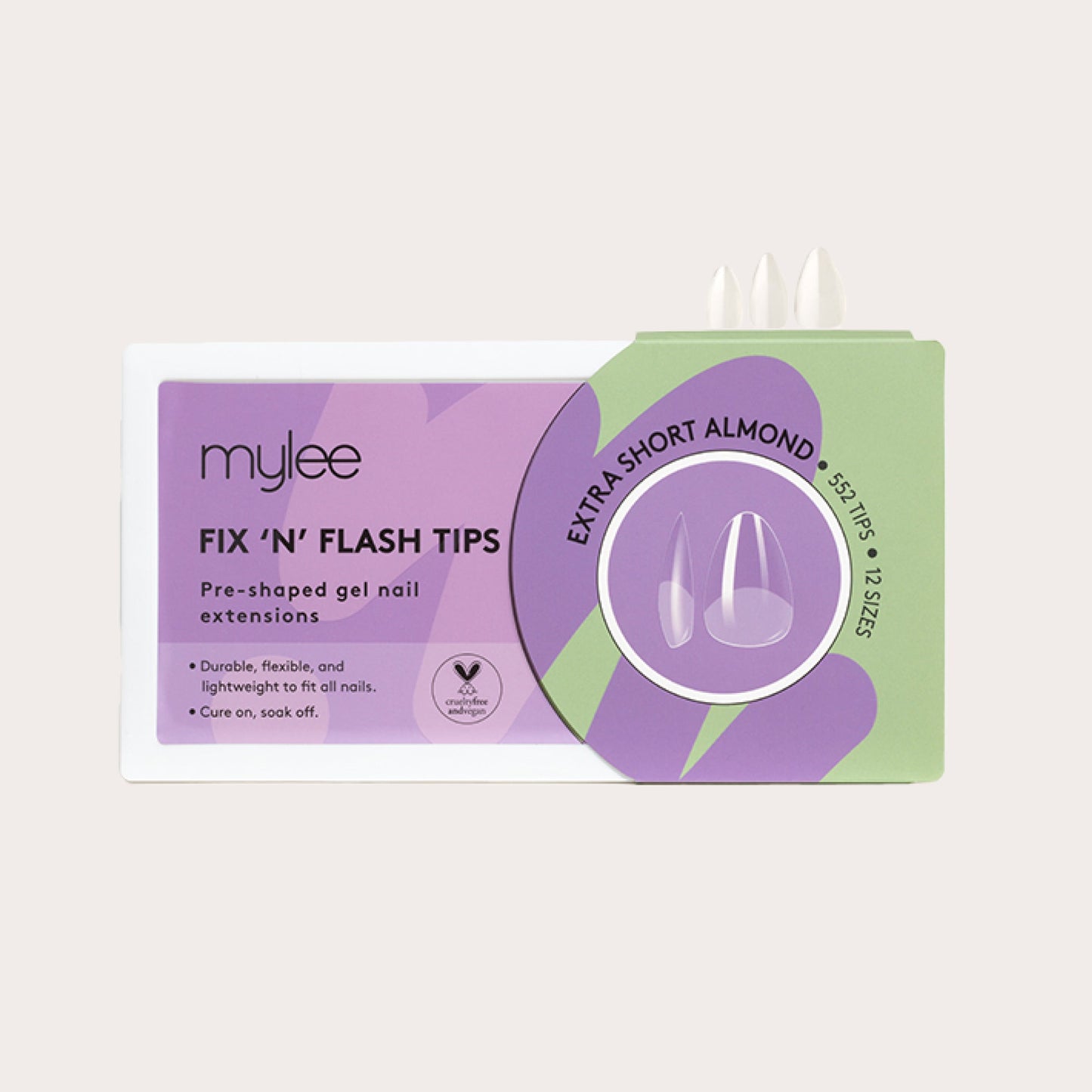 Mylee Fix 'N' Flash Tips - Extra Short Almond