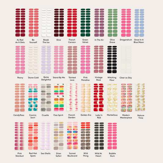 Mylee Gel Nail Wraps Mega Multipack - 37 Diverse Designs for Ultimate Variety