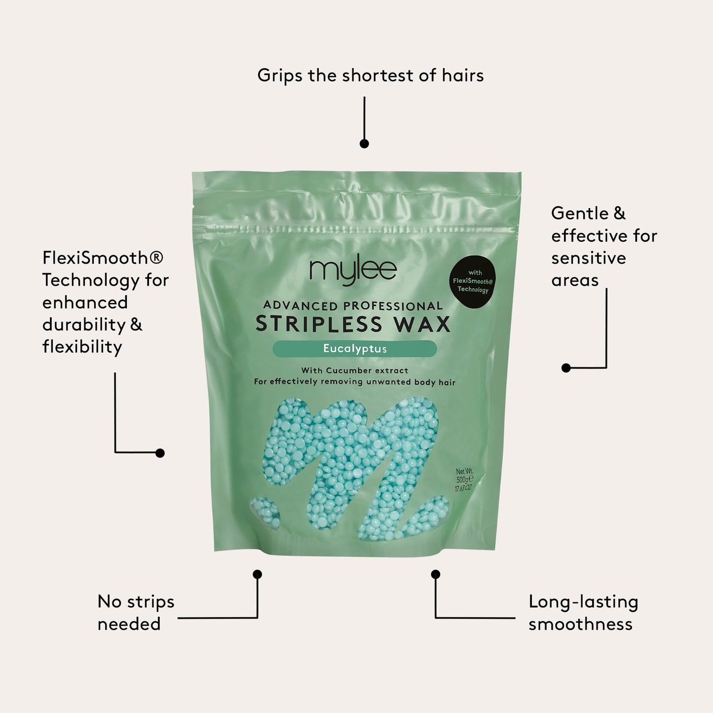 Mylee Advanced Professional Stripless Wax with Flexismooth Technology - Eucalyptus