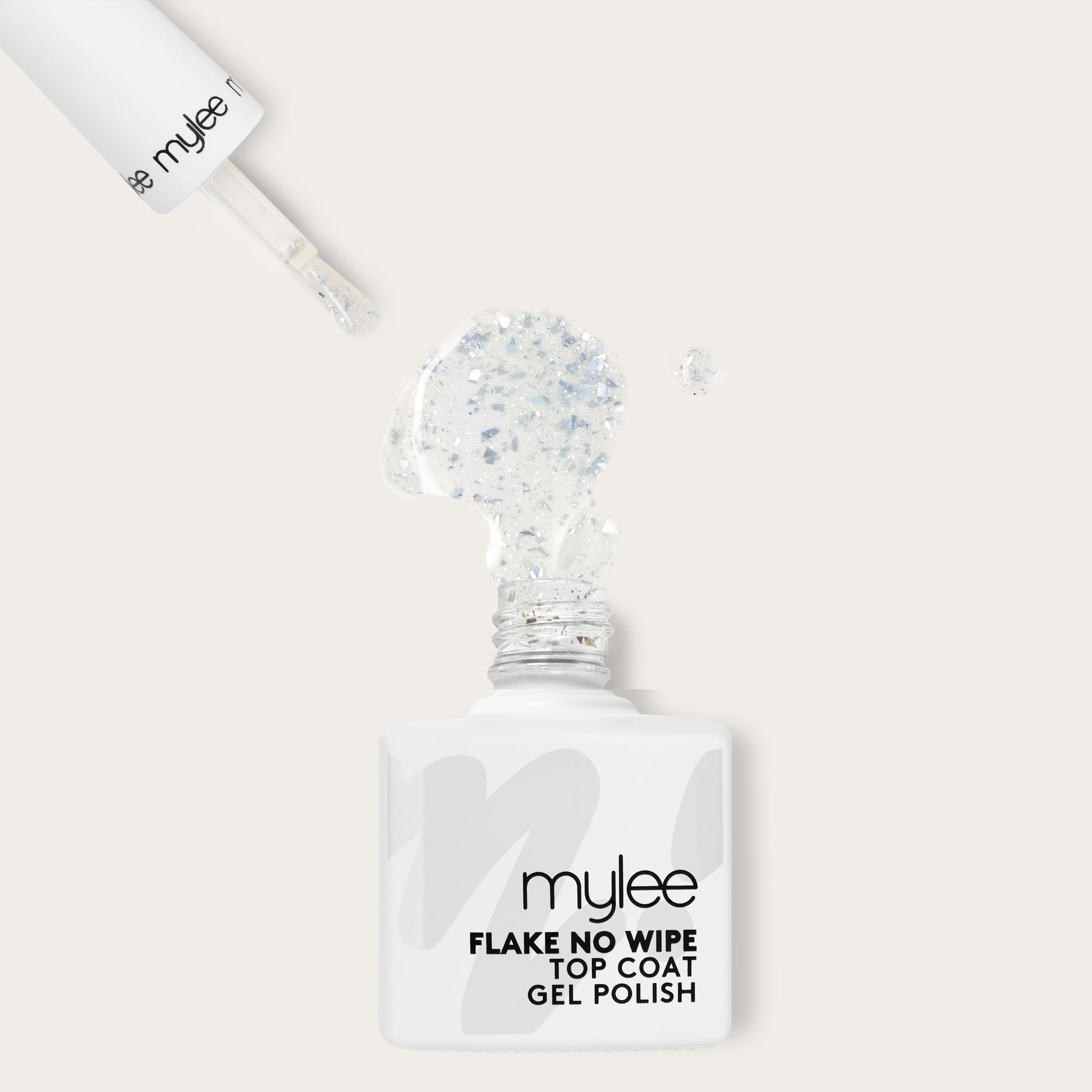 Mylee Silver Flake No Wipe Top Coat Gel Nail Polish 15ml