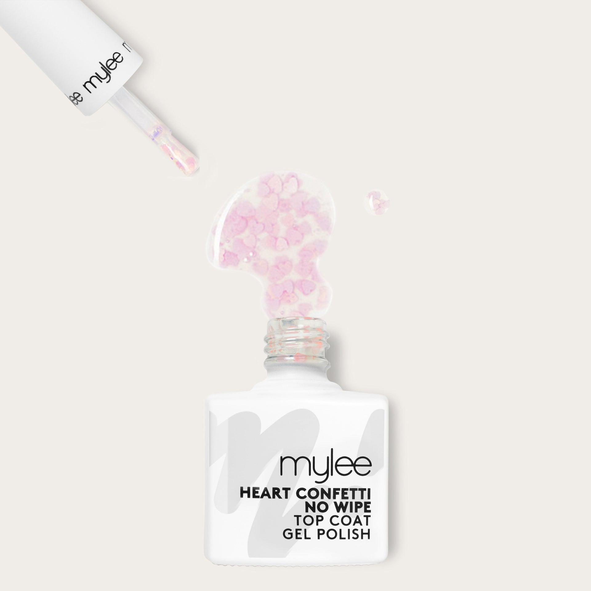 No Wipe Top Coat Gel Polish Heart Confetti